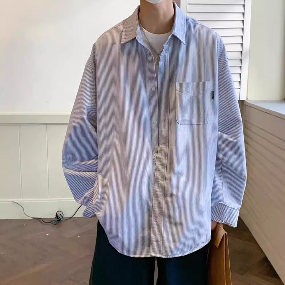 Loose Fit Pinstripe Cotton Shirt