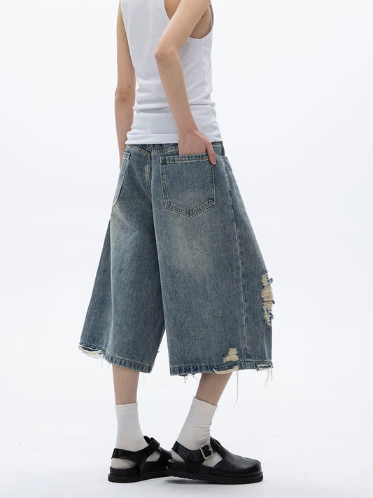Fraywide Dust Cut Denim Shorts