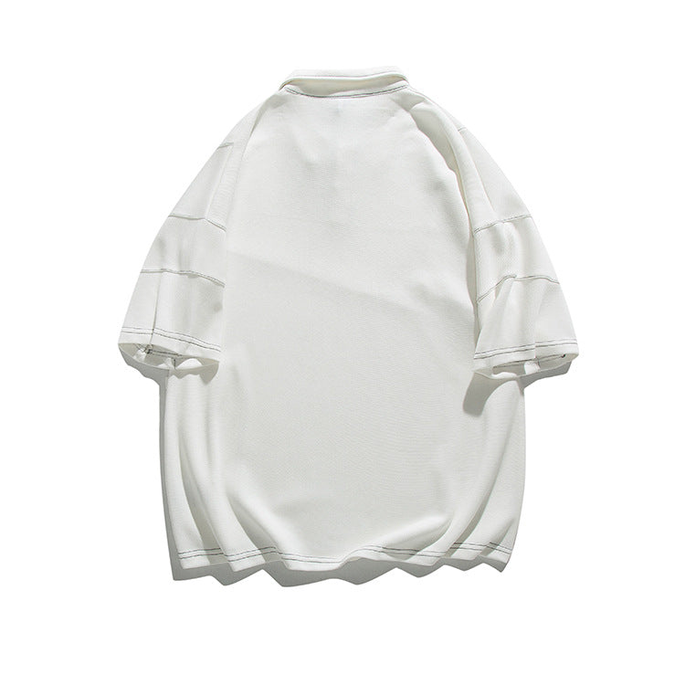 Contrast Stitch Oversized Polo Shirt