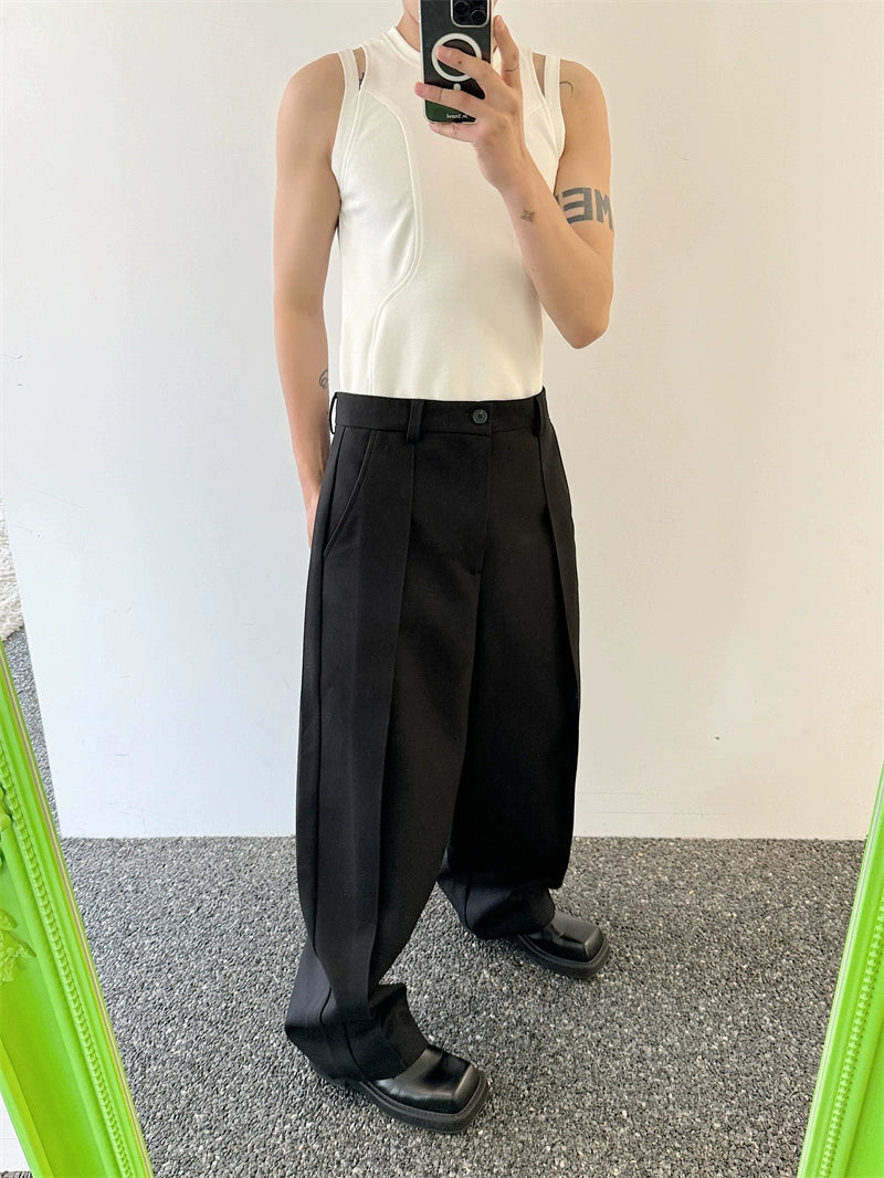 Wide Pleated Tailored Slacks