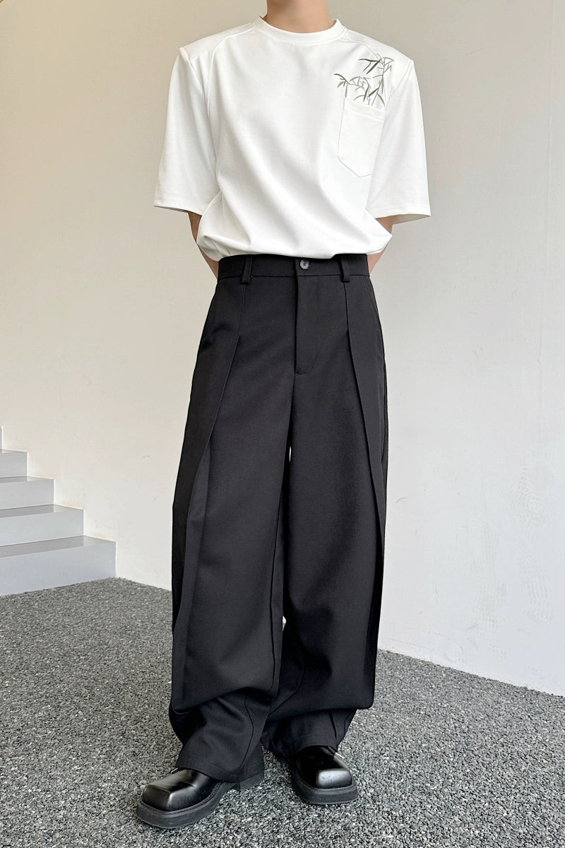 Wide Pleated Tailored Slacks