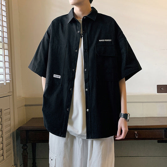 Oversized Utility Pocket Short Sleeve Shirt