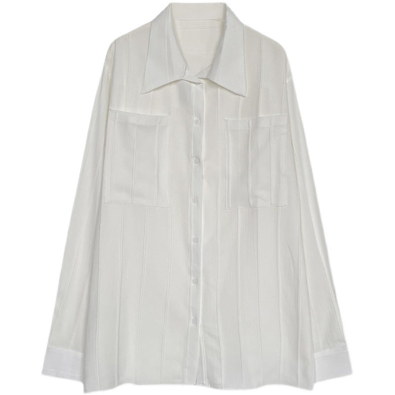 Textured Double Pocket Open-Collar Shirt
