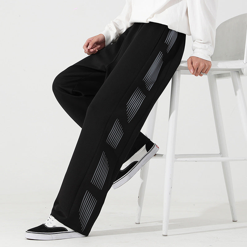 Reflective Stripe Wide-leg Track Pants