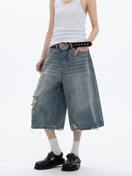 Fraywide Dust Cut Denim Shorts