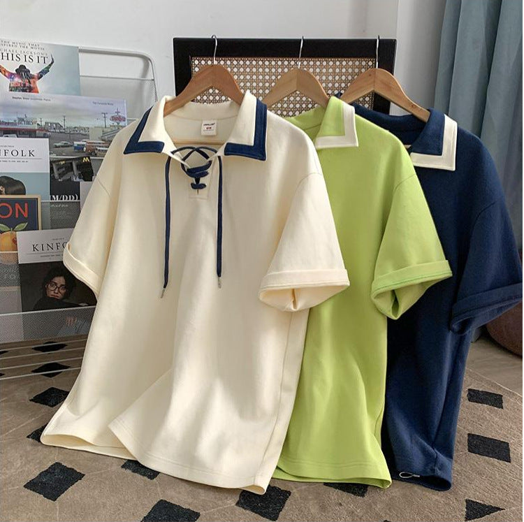 Retro Sailor Lace-Up Polo Tee