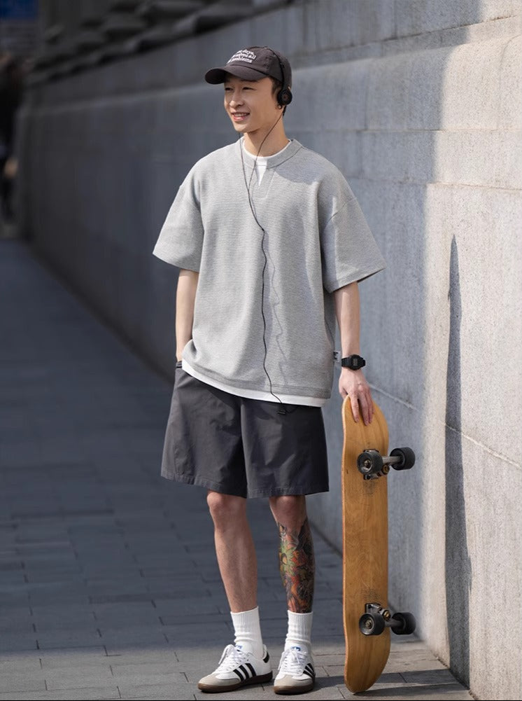 Layered Mockneck Split Tee