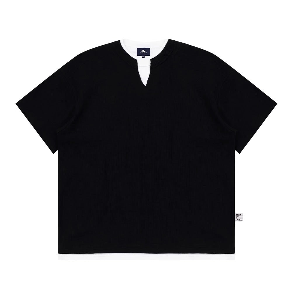 Layered Mockneck Split Tee