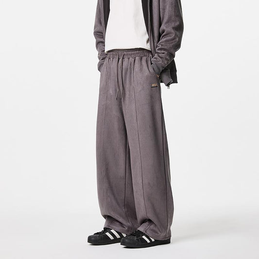 Velour Relaxed Wide-Leg Pants