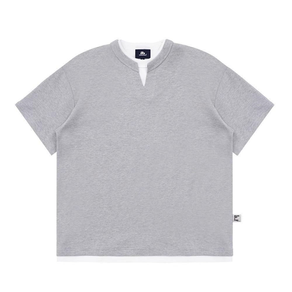 Layered Mockneck Split Tee